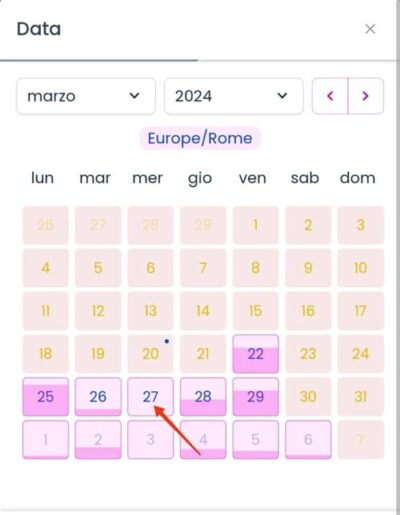 il nuovo calendario per le prenotazioni online